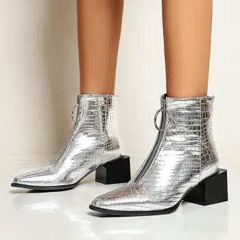 

Winter Boots Lady Boots-women Women Shoes Autumn Booties Ladies Chelsea Zipper Clogs Platform 2020 Med Rubber High Heel Rock