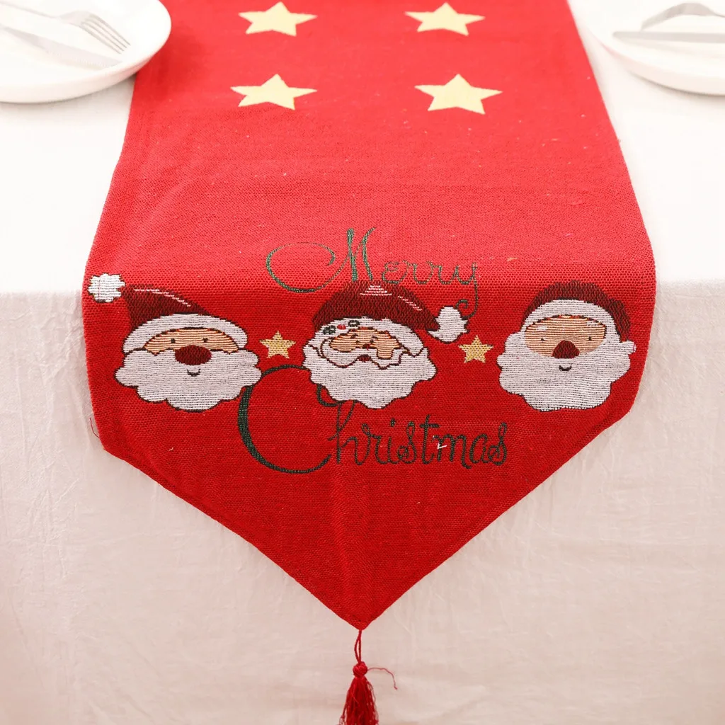 Рождественская скатерть, рождественские украшения для дома, хлопковое льняное покрытие стола, дорожка на стол, флаг, настольное Рождественское украшение для дома/C