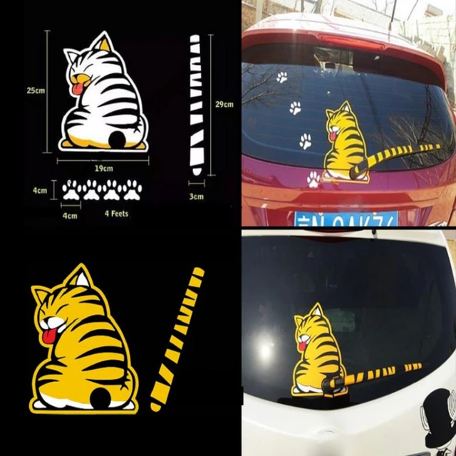 Pegatina de limpiaparabrisas de gato pegatinas de limpiaparabrisas trasero  de coche pegatina de coche bonita pegatinas de coche personalizadas  creativas gato amarillo Zefei Wu 9024735040330