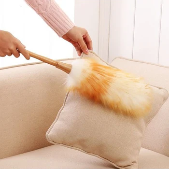 

Dusters Lambswool Feather Duster Cleaning Home Car Clean Dust Wood Handle Hanging Rope Dusters Household Cleaning Accessories