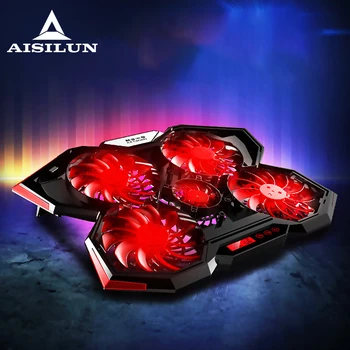 

laptop cooling pad notebook stand Height Adjustable Led light five fan TWO USB accessories for 12-18inch Gaming Laptop Cooler