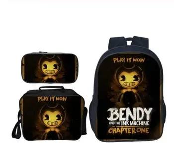

3Pcs/Set Hot Sale Cartoon Game Bendy and The Ink Kids Baby School Bags for Children Backpacks for Boys Schoolbag Student Bookbag