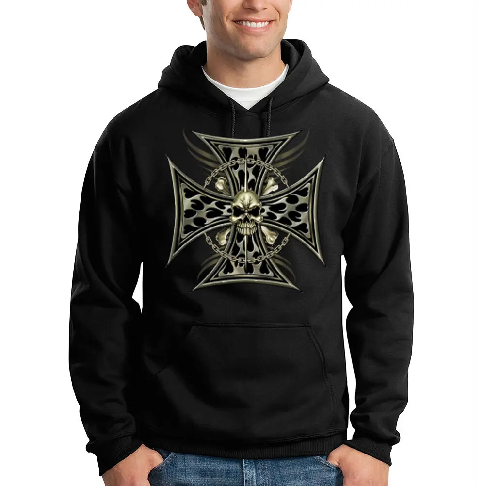 

Iron Cross Skull Biker Motorcycle Chopper Cool Hooded Sweatshirt Hoodie