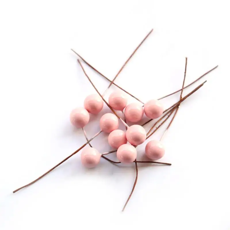 pink 100pcs 50/100 упаковок имитационной пены вишневые ягоды яркие цвета искусственные ягоды для украшения рождественской елки украшения на голову венка - Цвет: pink 100pcs