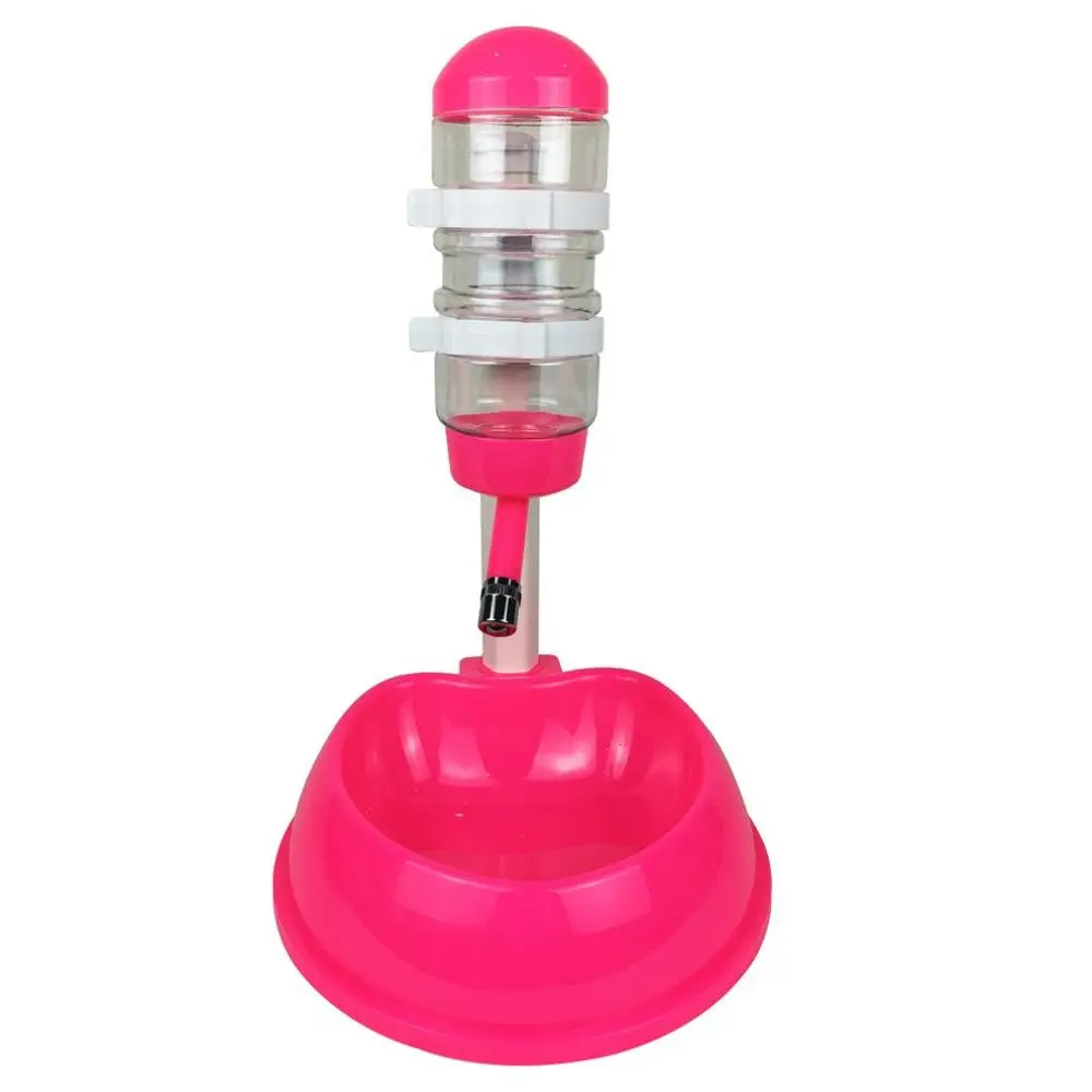 ПЭТ автоматический фонтан 350 мл диспенсер для воды бутылка поилка для животных кошек собак поилка подвесной пластиковый питатель - Цвет: rose Red