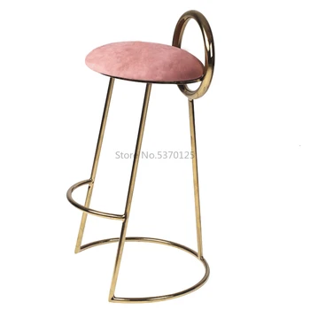 

Nordic Designer Bar Chair Post-modern Simple Personality Geometry Bar Chair Household Luxury Fabric High-footed Stool
