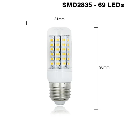 69 Leds Лампада E27 светодиодный потолочный светильник 220 В/24 в пост 38 48 56 69 72 96 Светодиодный свет лампы для прожектора лампы домашняя люстра ампулы светодиодные лампы Bombillas лампа - Испускаемый цвет: 69 Leds