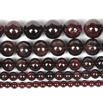 

Natural Stone Smooth Garnet Stone Granatum Charm Round Loose Beads For Jewelry Making For Needlework Beads Strand 4-12 MM