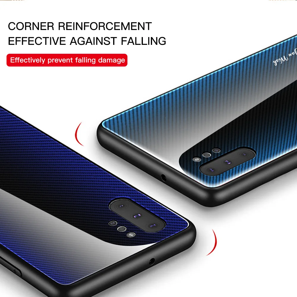 Чехол из закаленного стекла с градиентом OTAO для samsung S10 S9 S8 Plus S10e A50 A70 Note 8 9 10 Pro, стеклянная задняя крышка, чехол-бампер из ТПУ