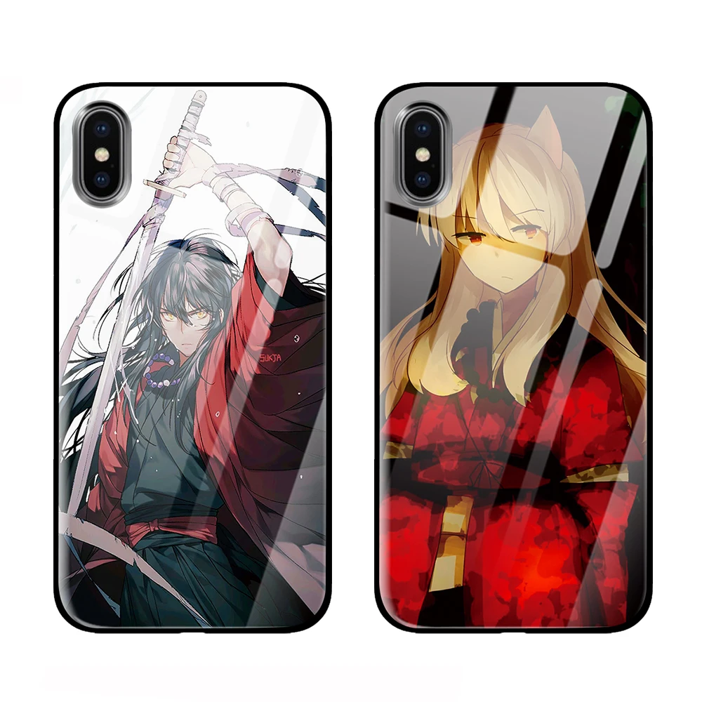 Inuyasha Аниме закаленное стекло Роскошные Чехлы для samsung Galaxy S10 S8 S9 Plus Note 8 9