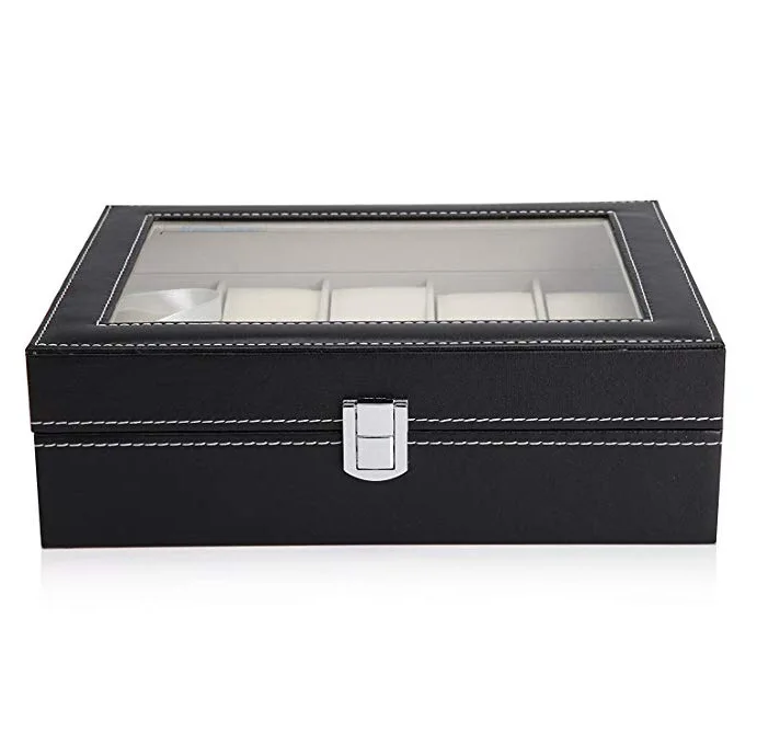 10 Grids Wristwatch Box Holder PU Leather Watch Box Watches Display Case Rectangle Jewelry Storage Boxes High Quality