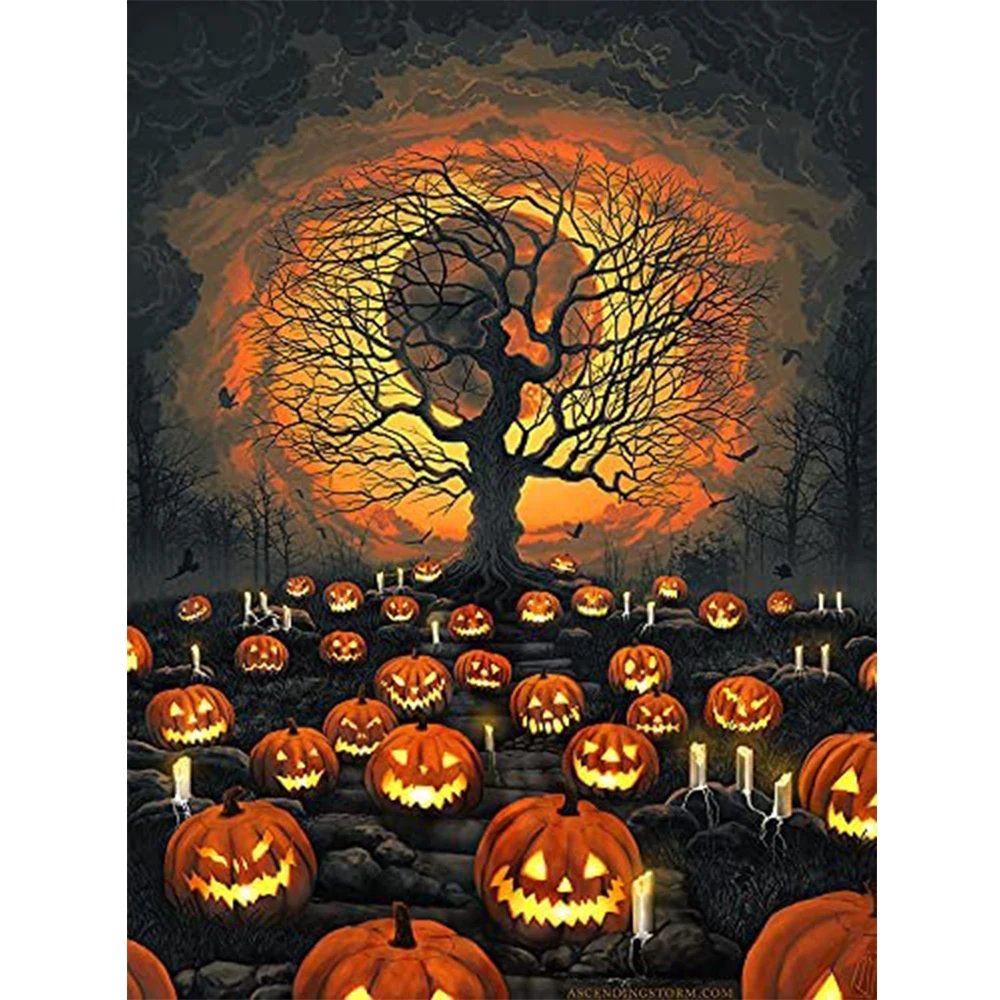 

Halloween Pumpkin Demon 11CT Cross Stitch DIY Embroidery Complete Kit Hobby Handiwork Sewing Painting Mulina Halloween Festivals