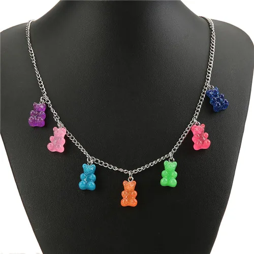 necklace 1 шт женское ожерелье из разноцветной смолы Gummy Bear для детей подарок на день рождения праздничные ювелирные изделия - Окраска металла: necklace