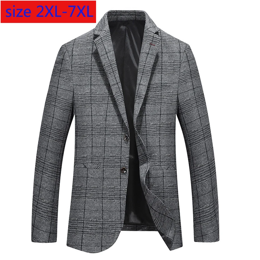 Новое поступление, модное супер большое Мужское пальто, повседневный однобортный мужской пиджак, пиджак, блейзеры размера плюс 2XL 3XL 4XL 5XL 6XL 7XL