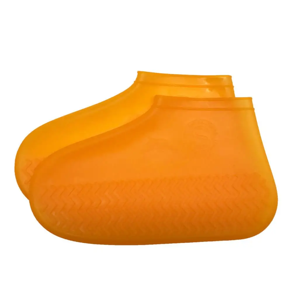 Утолщенные силиконовые непромокаемые сапоги; водонепроницаемая обувь; унисекс; защита для обуви; прозрачный нескользящий непромокаемый костюм; дождевик для женщин - Цвет: Orange