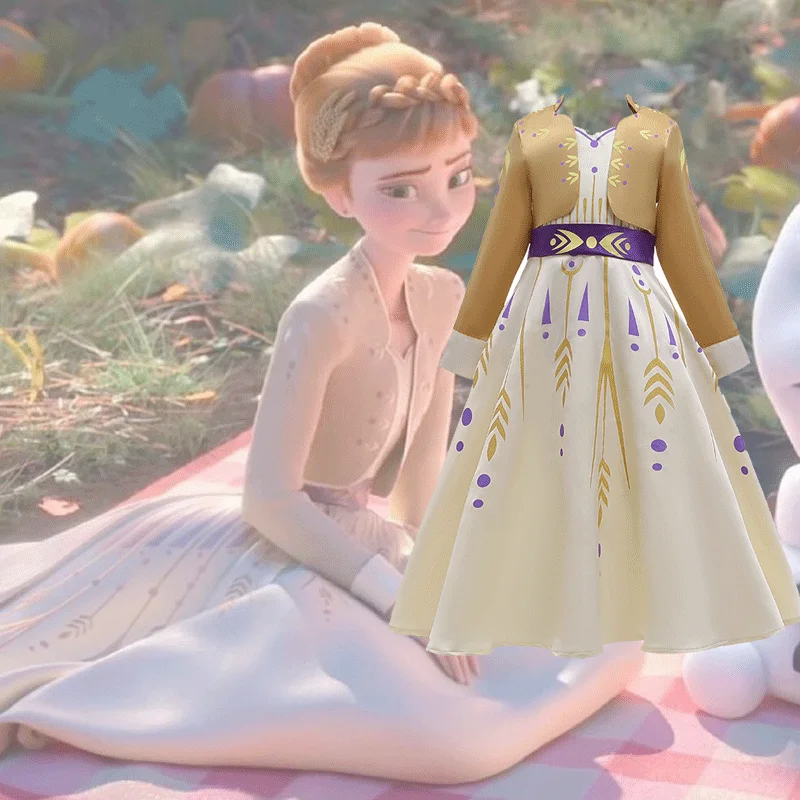 Skup 2019 boże narodzenie Frozen 2 królowa Anna sukienka Cosplay kostiumy dla Kid Girls Party księżniczka Vestidos odzież dla dzieci sukienka 3 12 lat