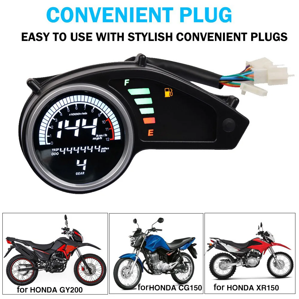 Motorcycle Panel Speedometer Led Digital Odometer Motorbike Tachometer