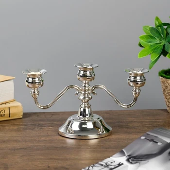 

Metal candlestick for 3 candles "Smooth lines" silver color 12x22x9.5 cm 3714218