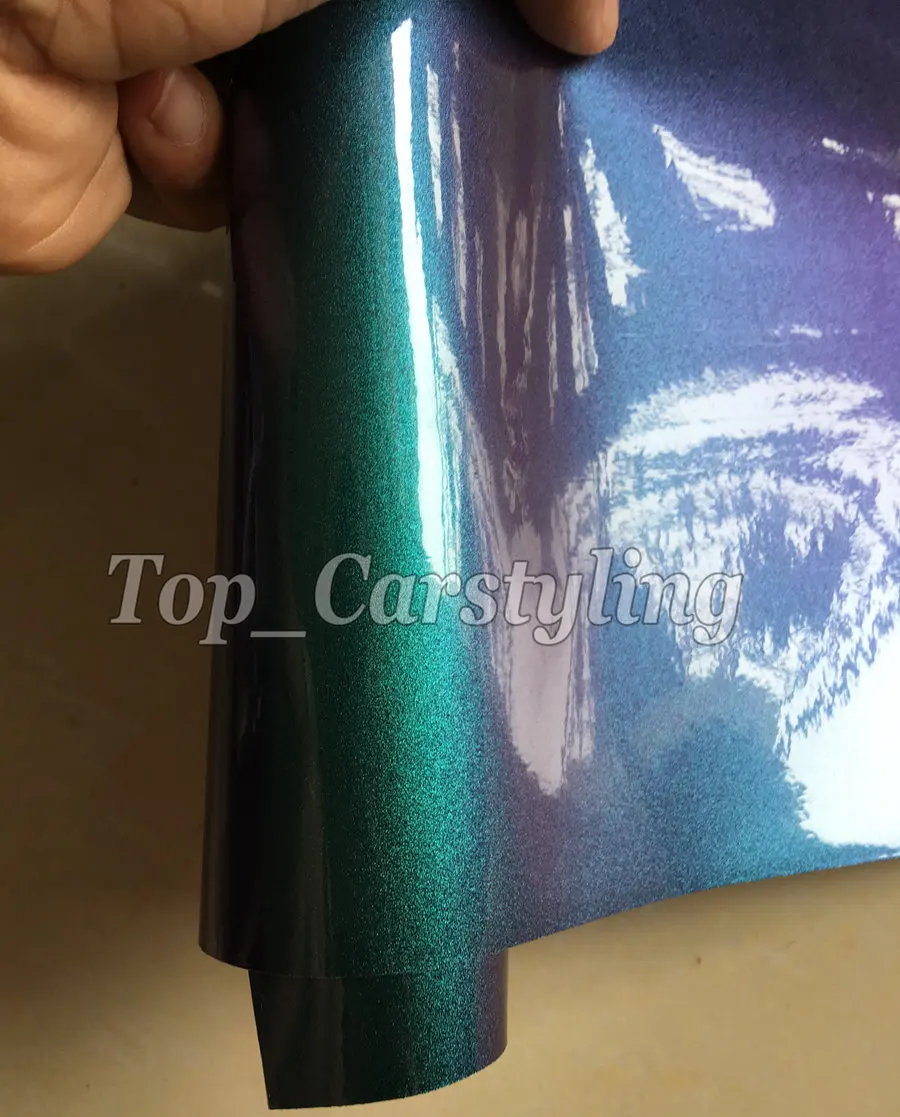 

Green - Purple high gloss chameleon Vinyl wrap With air bubble free for whole car wrap Size: 1.52x20m/roll