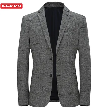 

FGKKS Brand Men Autumn New Blazers Built in Pocket Men's Casual Comfortable Wild Fashion Slim Fit Retro Blazers Coat Male