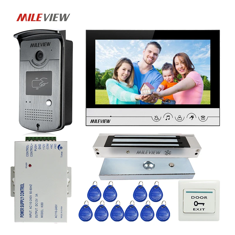 

Free Shipping 9" Color LCD Screen Video Door Phone Intercom System + Waterproof RFID Access Doorbell Camera Magnetic Door Lock