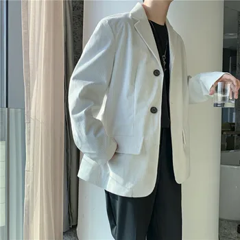 

2020 Spring And Autumn New Retro Literary Corduroy Single-breasted Solid Color Small Suit Fashion Casual Loose Jacket Coat M-2XL
