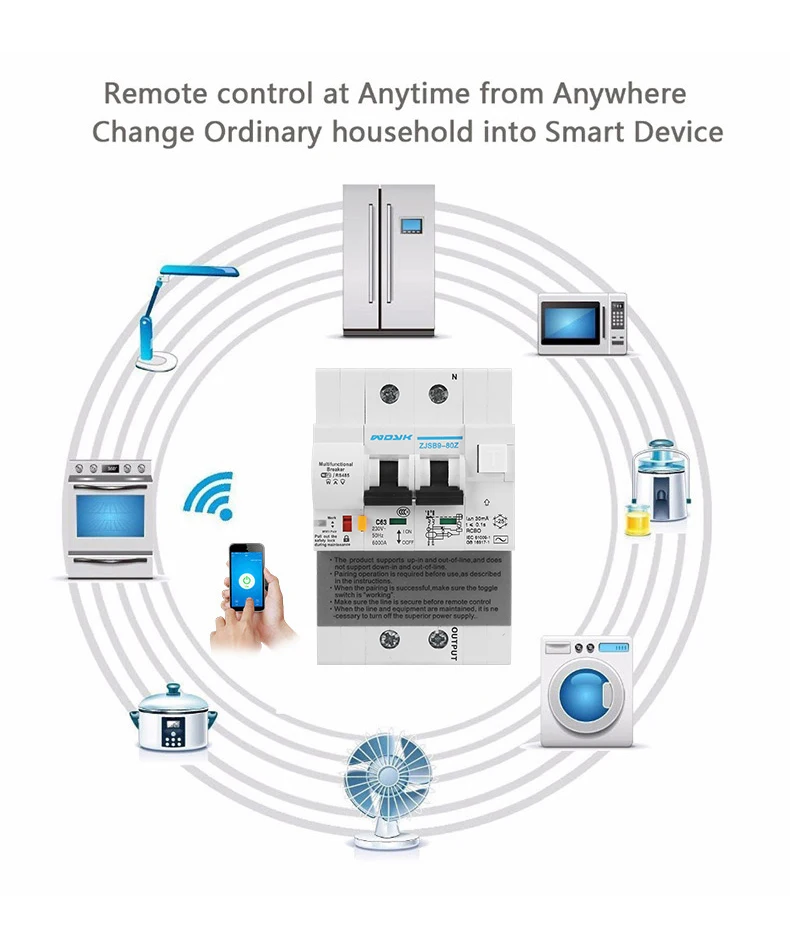 Wifi Smart RCBO выключатель остаточного тока с контролем энергии, совместимый с Amazon Alexa, Google Home для умного дома