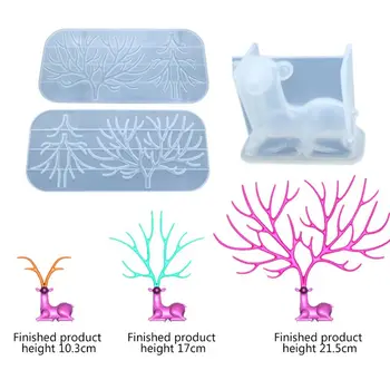 

DIY Crystal Epoxy Molds Deer Tree Branch Shape Silicone Mould Jewelry Making