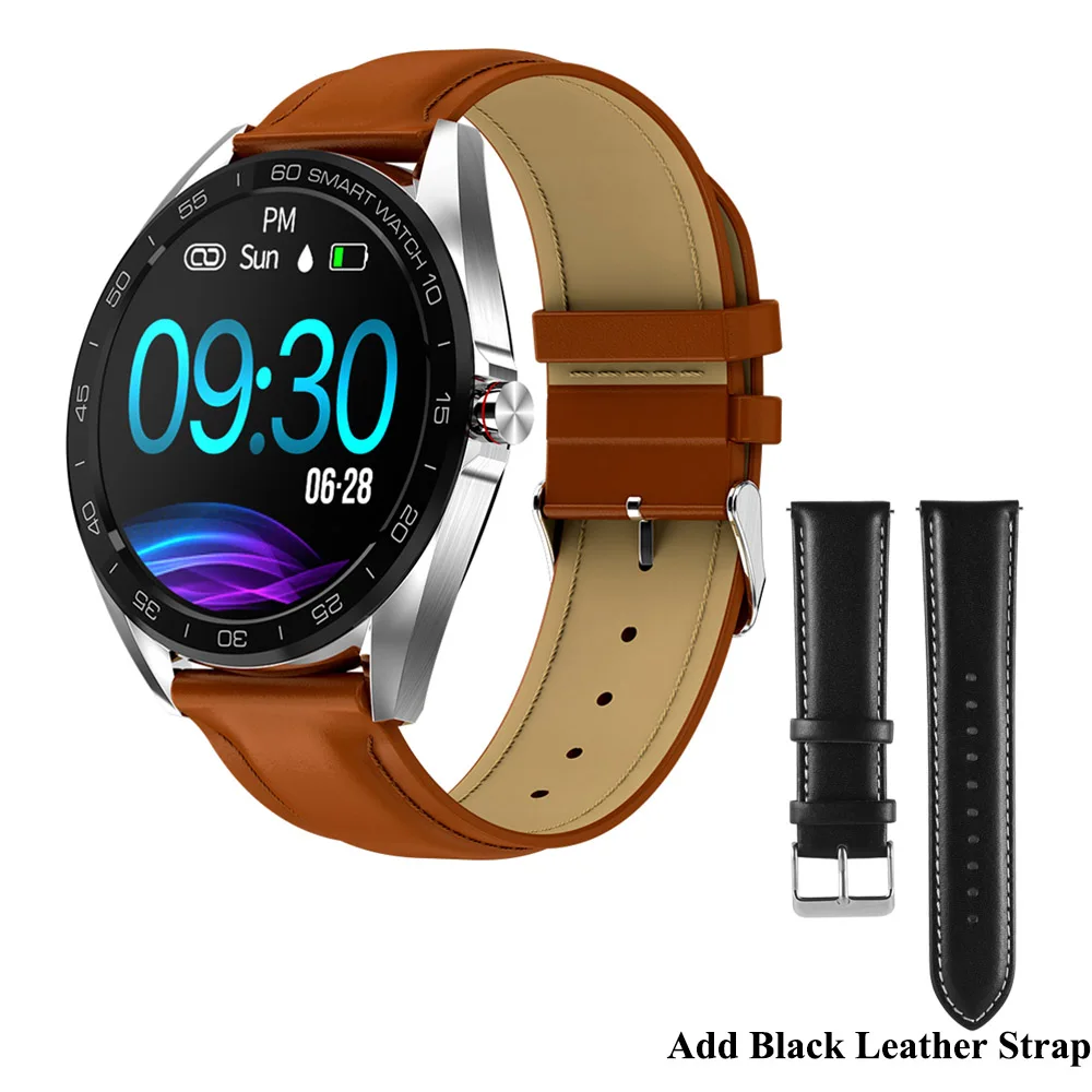 Plus Black Strap IP68 Водонепроницаемые спортивные умные часы кровяное давление фитнес-трекер монитор сна Смарт-часы Полный сенсорный круглый экран - Цвет: Plus Black Strap