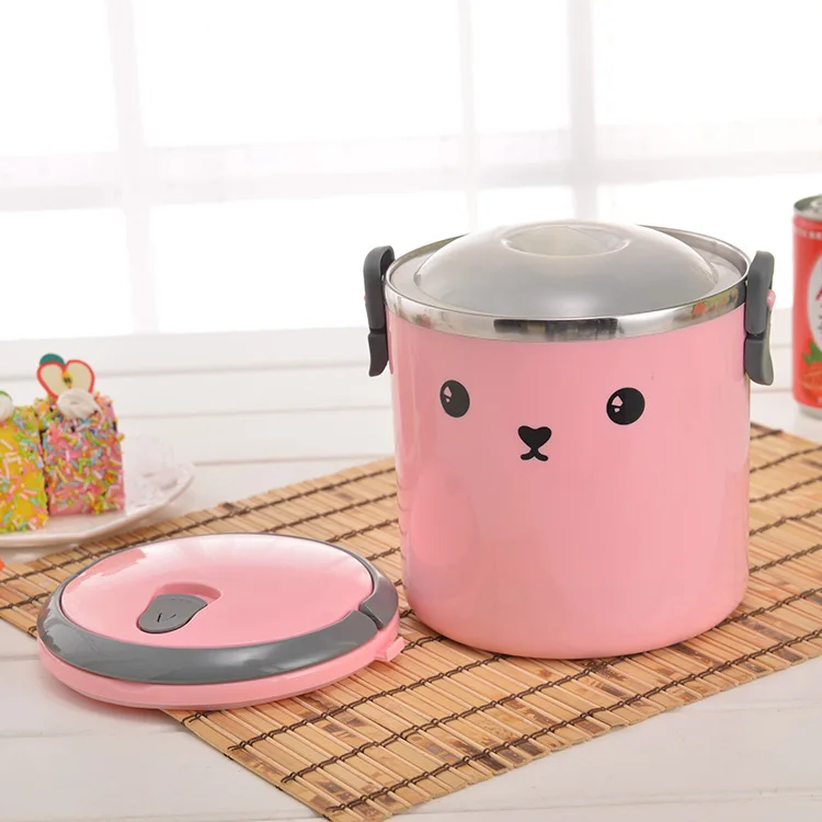 Милый мультяшный Ланч-бокс из нержавеющей стали Bento для детей младенцев с вакуумной изоляцией, контейнер для еды, банка, Ланчбокс, суповая кружка