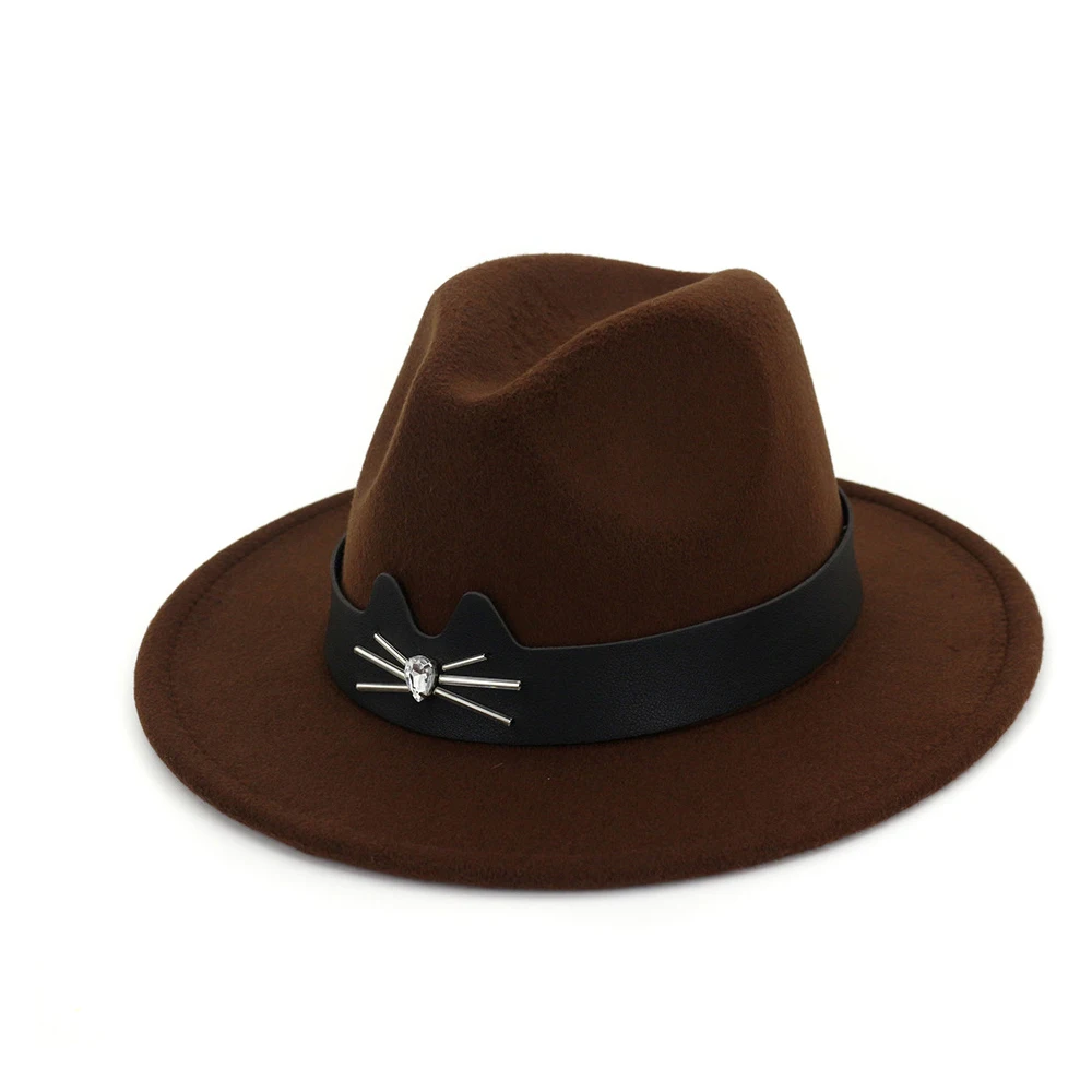 Мужская и Женская шерстяная шляпа Fedora с кожаным поясом поп шляпа Панама джазовая, шляпа