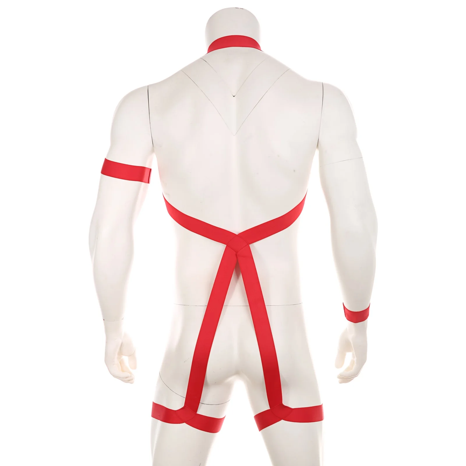 Leather Chest Harness Men Halter Neck Elastic Body Chest Harness Armband Shoulder Straps Leg Ring Costume