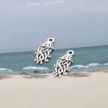 

20pcs Antique Silver Lovely Jellyfish Charms Metal Sea Animal Pendant Necklaces Ornaments Jewelry Handcraft 20X10mm A3333