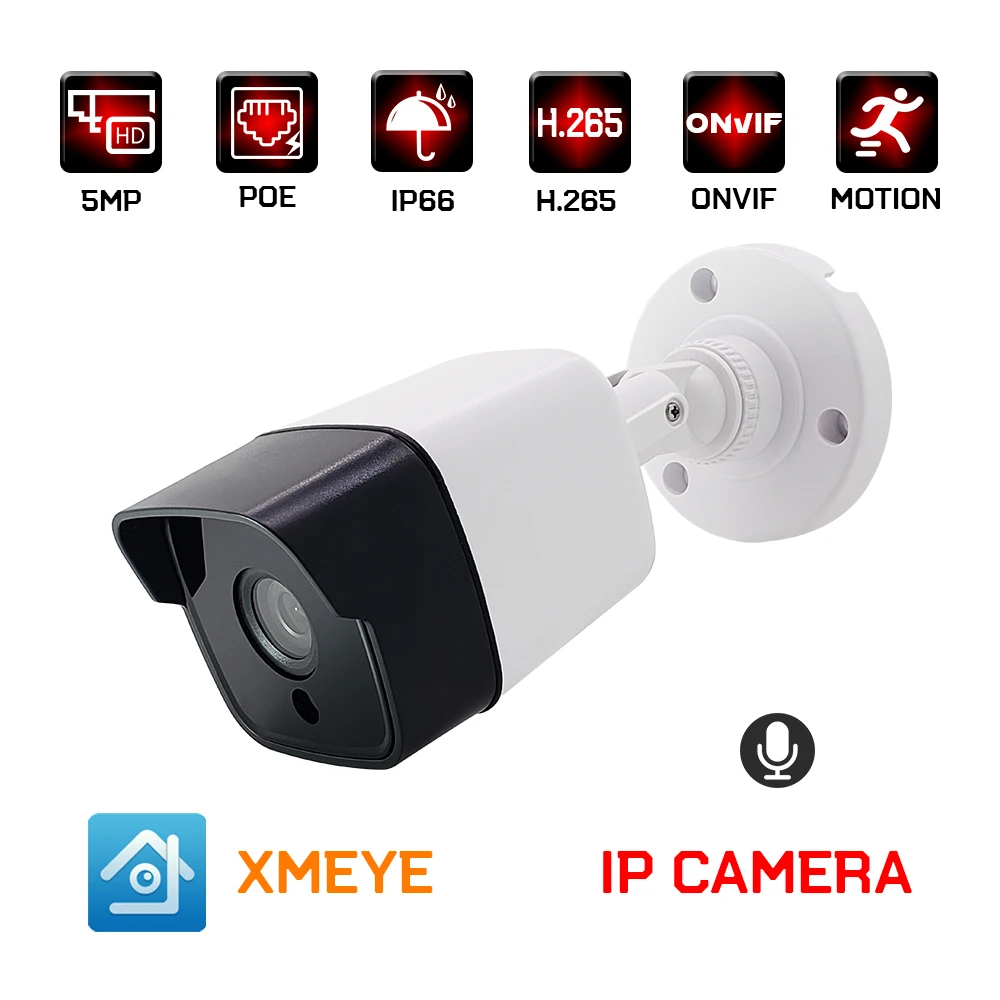 5 МП аудио poe ip-камера 3 Мп h.265 наружная камера видеонаблюдения цилиндрическая