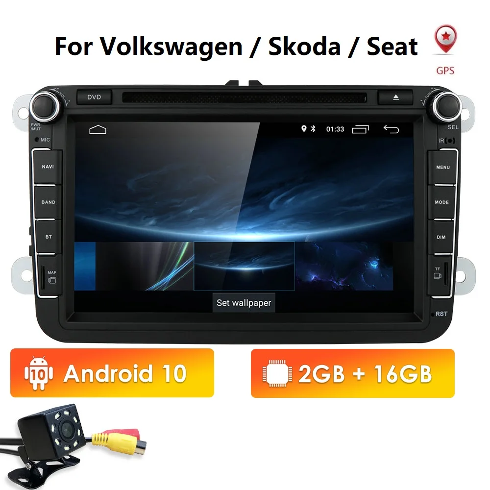 Автомобильный DVD плеер 2DIN Android 10 8 дюймов для VW POLO GOLF 5 6 PASSAT B6 CC JETTA TIGUAN TOURAN EOS SHARAN SCIROCCO