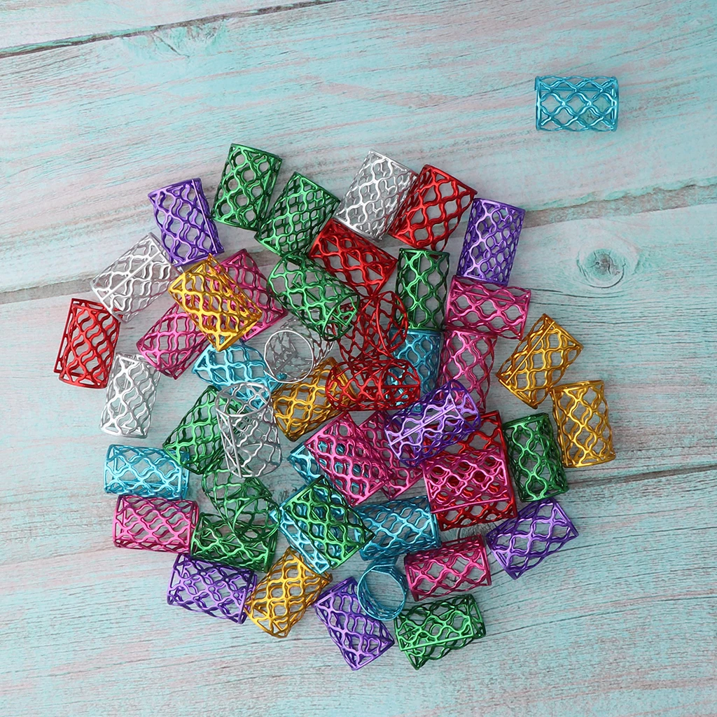 50pcs  Hair s Beads Tubes for Braids,Beard,Hair Extension,Ponytail
