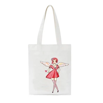 

Women Flower Canvas Shopping Bags Cloth Shoulder Bag Girls Eco Bag Daily Use Foldable Handbags Tote