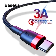 Baseus usb type-C кабель для samsung S8 Note 8 провод для зарядки Quick Charge 3,0 USB C кабель зарядное устройство для Redmi K20 Pro Кабель type-C Быстрая зарядка USB C провод шнур для зарядки телефона USB C кабель