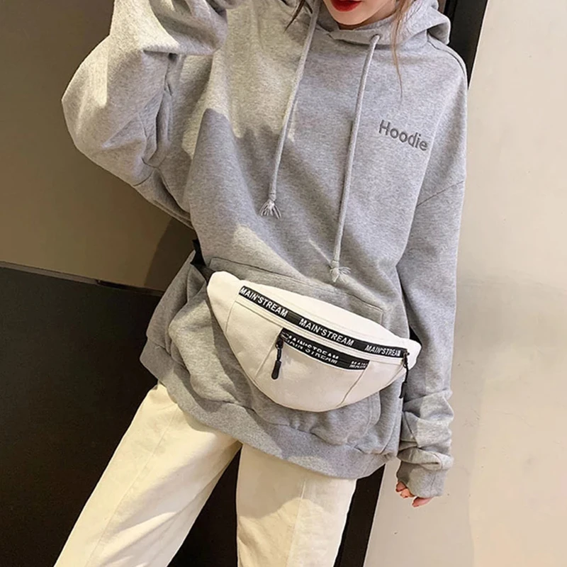 

Women Fanny Pack Casual Canvas Chest Bag Simple Backpack Outdoor Sport Style Female Waist Bag Letter Bum Belt Bags Leg Pouch