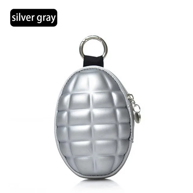 Silver Gray Многофункциональные кошельки для ключей в форме гранаты из искусственной кожи, сумочка для монет на молнии, сумка-брелок - Цвет: Silver Gray