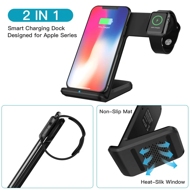 Горячая Совместимость с IPhone 11 Pro Max Apple Watch Series 5/4/3/2/1 2 в 1 Беспроводное зарядное устройство