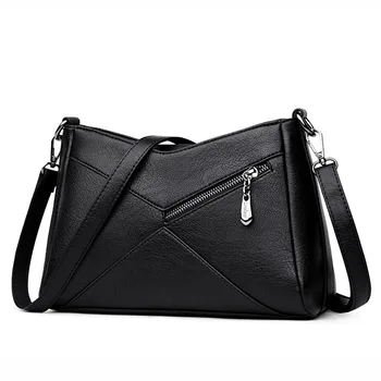 

High Quality Genuine Leather Women's Handbags Fashion Women Patchwork Leather Bags Women Messenger Bags Ladies Shoulder Bag