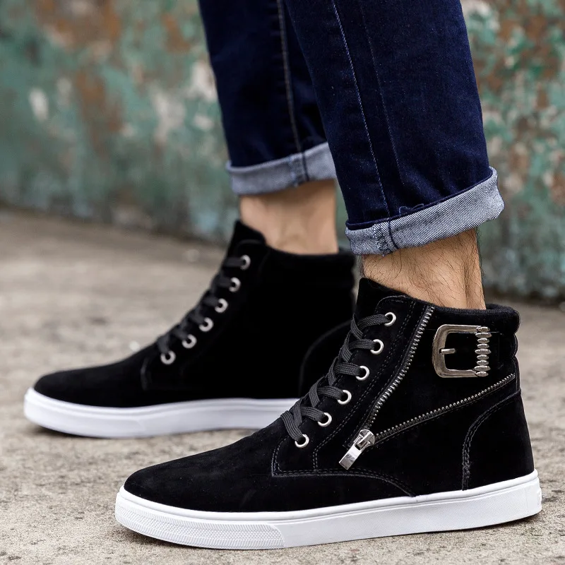 

Autumn And Winter Korean-style High State Outdoor British-Style Leather Fashion plus Cotton Travel Thick Warm Shoes Lace-up Men'