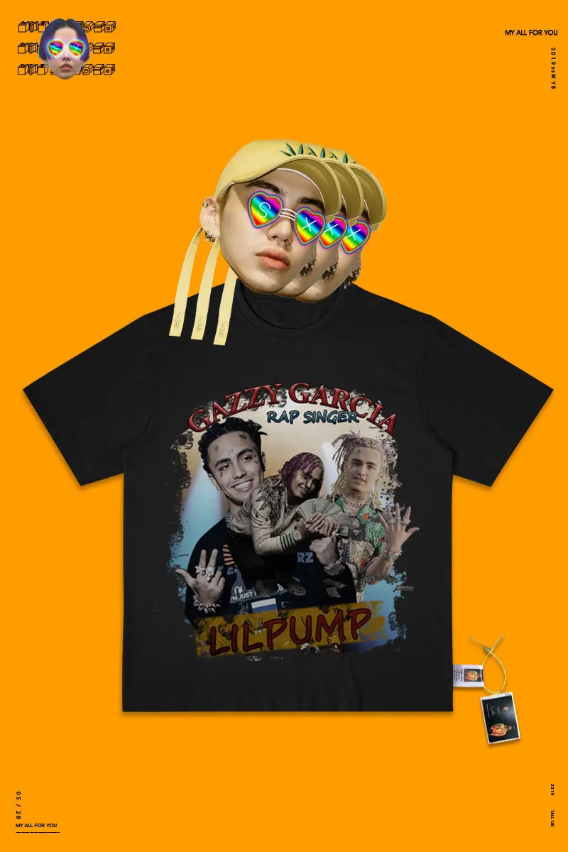 Hip-hop Rap Singer Lilpump Rapper Hiphop Hip-hop Basics Short Sleeve Rock Wind Neutral A T-shirt
