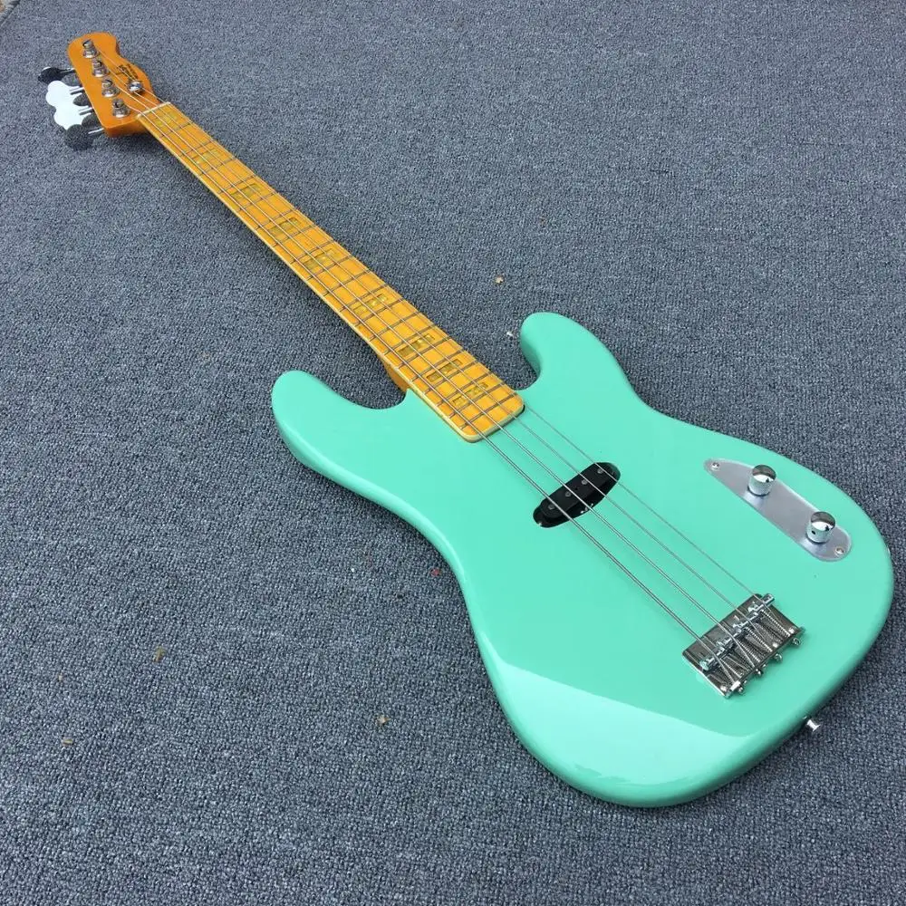 Высококачественная электрическая бас-гитара, TL стиль-4 струны зеленого цвета с корпусом из красного дерева и кленовой шеей