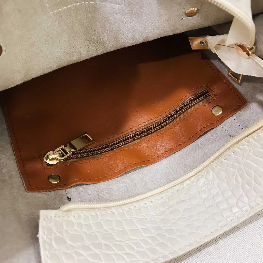 Retro Alligator Bucket Bags Women Crocodile Pattern Handbag Capacity Casual Crocodile Shoulder Messenger Bags Ladies PU Purse