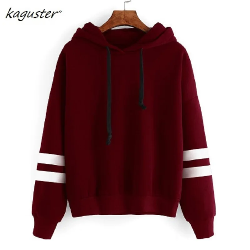 

kaguster 2019 Hot Sale Women Sweatshirt Kpop Solid Hoodies Warm Loose Long Sleeve Stripe Fleece Hooded Plus Size Thickening