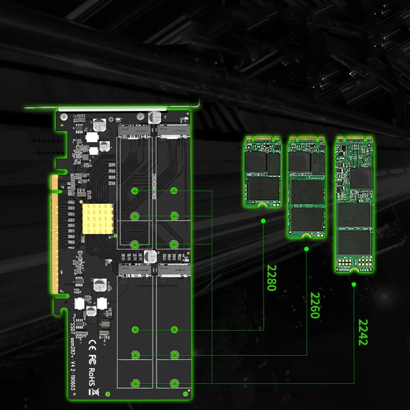  4 in 1 Karten Adapter M.2 Raid Controller/SSD/Karte Pci-E/Pcie M.2 SSD Pcie X16 für m.2 Nvme Unters