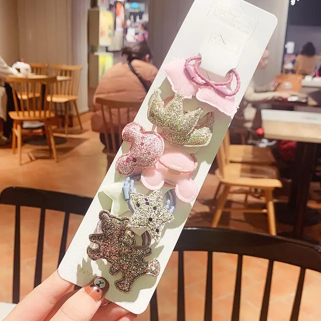 10/20/24 Pcs/Set Baby Girls Cute Cartoon Flower Scrunchies Rubber Bands Children Lovely Elastic Hair Bands Kids Hair Accessories Shiny rabbit-10 Pcs
