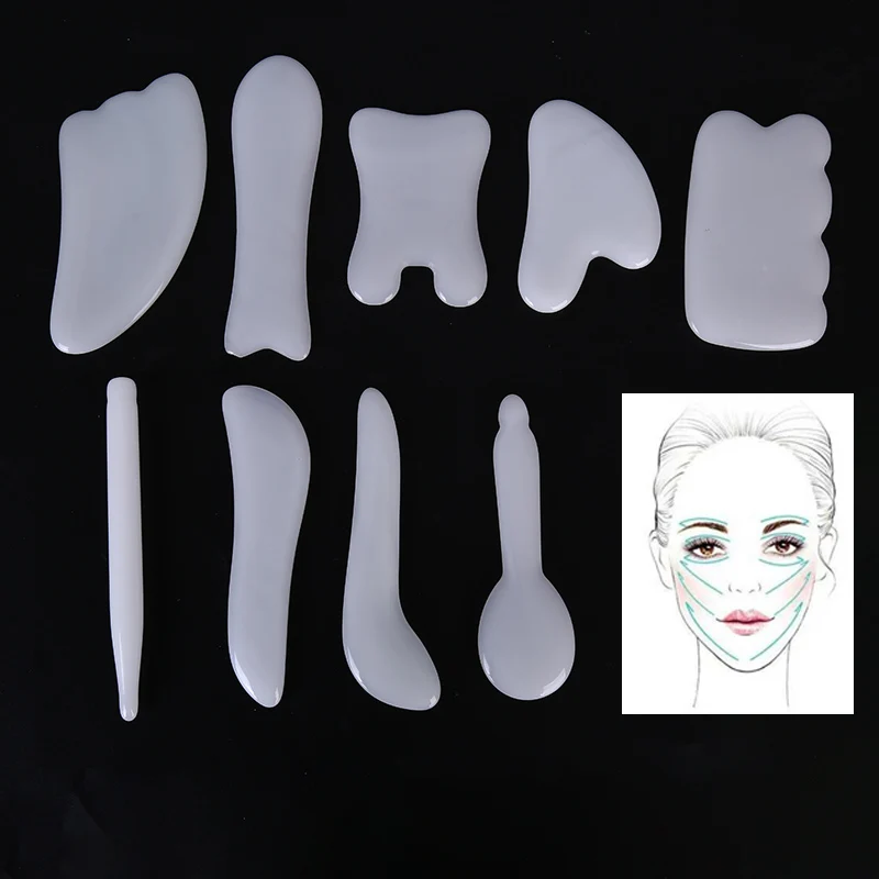 Роликовый массажер для шеи и лица 9 типов с двойной головкой Нефритовый камень